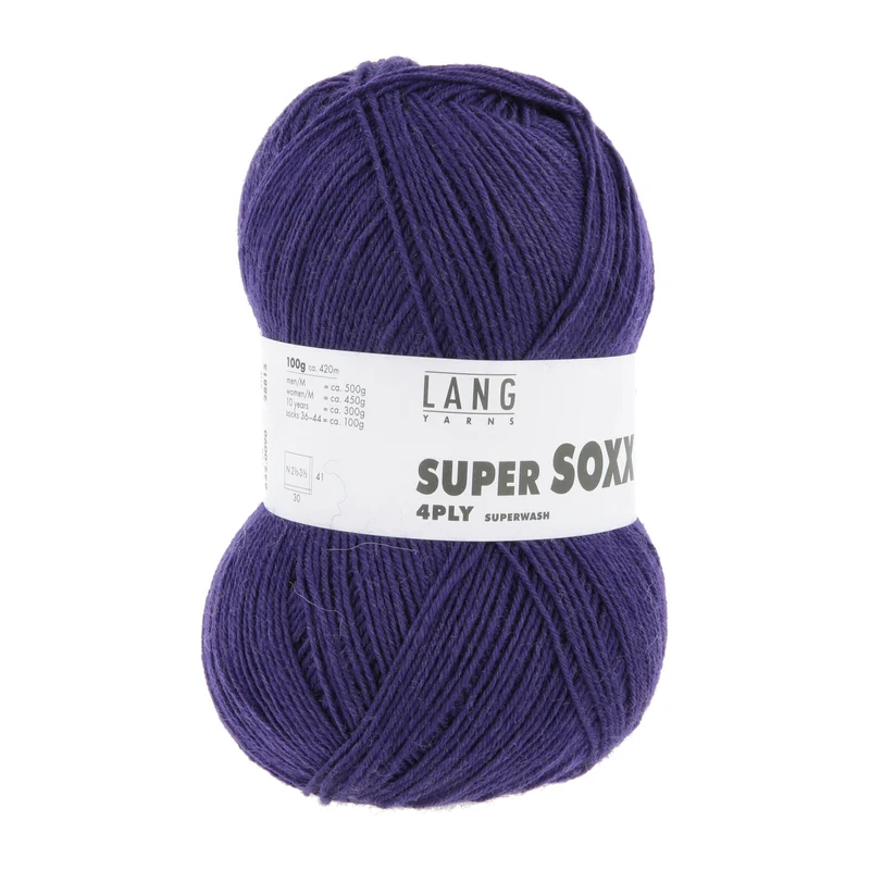 Lang Yarns Super Soxx 4-Fach 0090 Violett Königsblau (4-fädig)