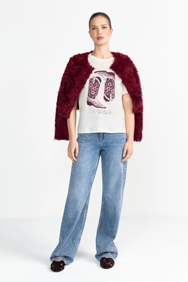 Elegant Fit T-Shirt Cow Girl Boots