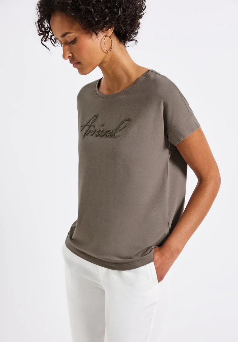 Shirt mit Wording-Stickerei