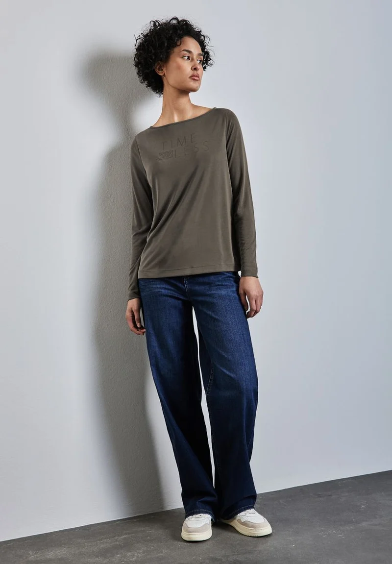 Silk-Look Shirt mit Wording