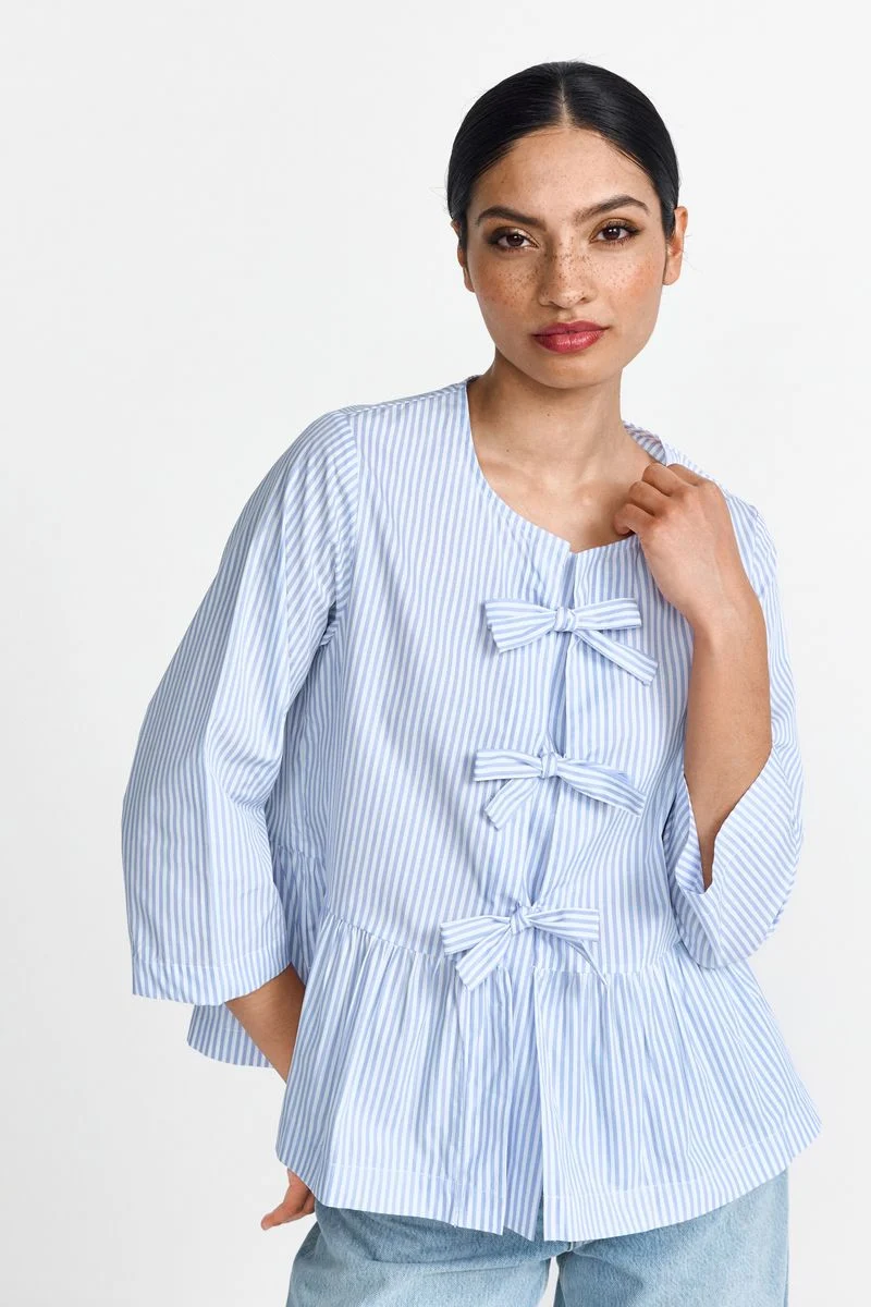 Striped blouse with bow