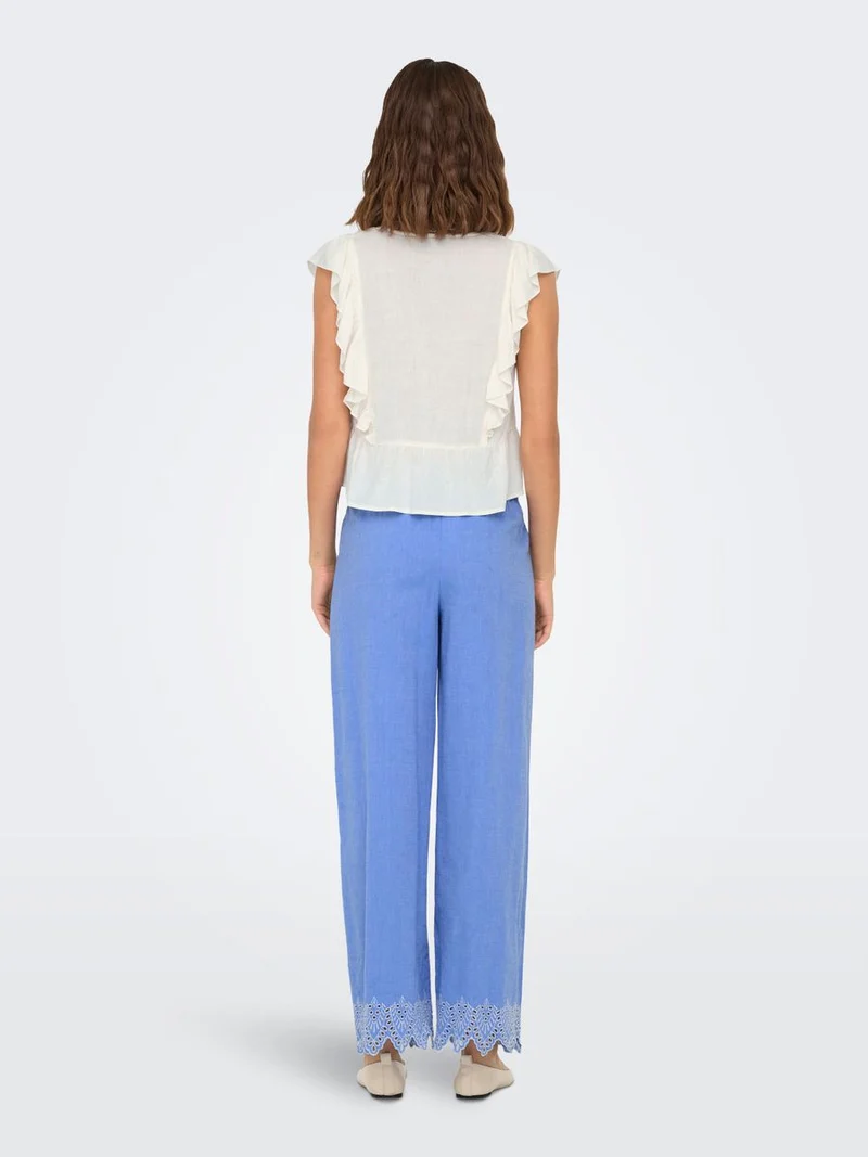 ONLPAULA TULUM EMB PULL-UP PANT WVN