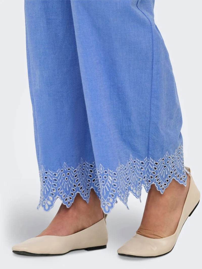 ONLPAULA TULUM EMB PULL-UP PANT WVN