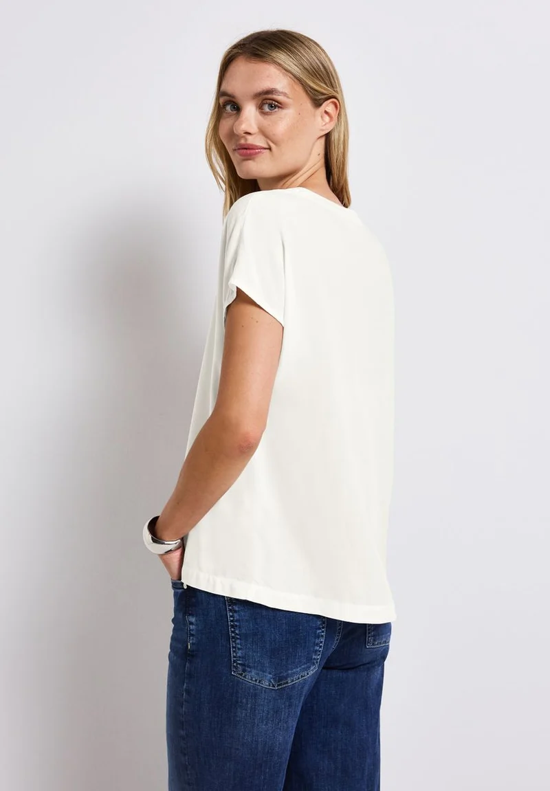 Split Neck Bluse in Unifarbe