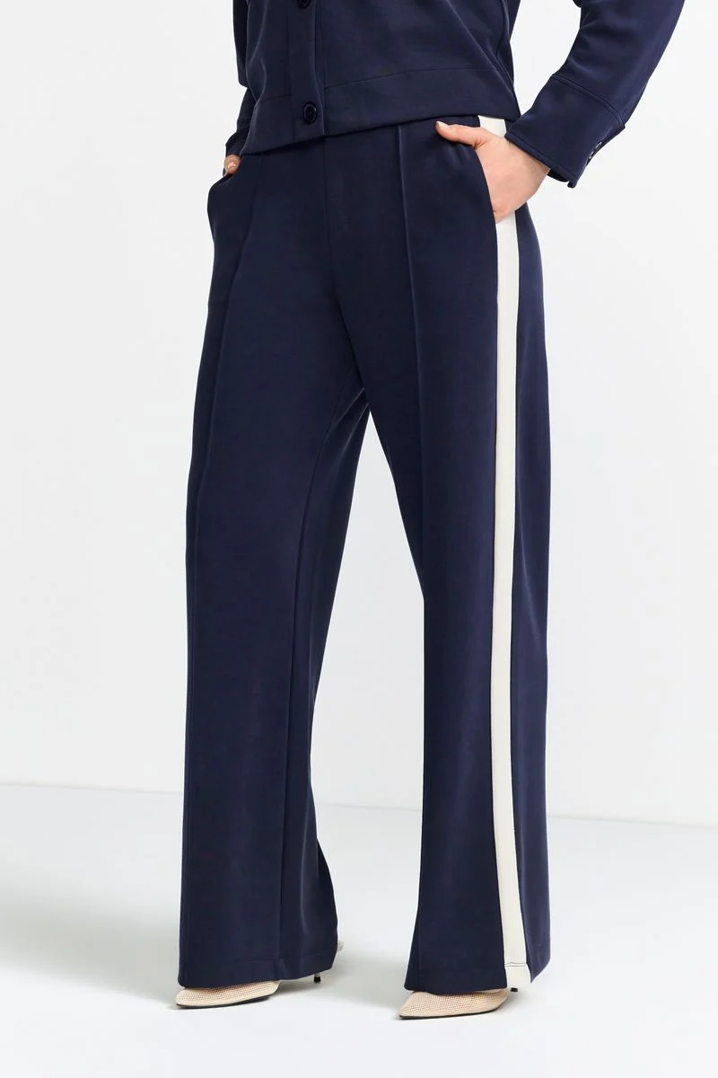 Scuba Wide Leg Pants with gallon striped