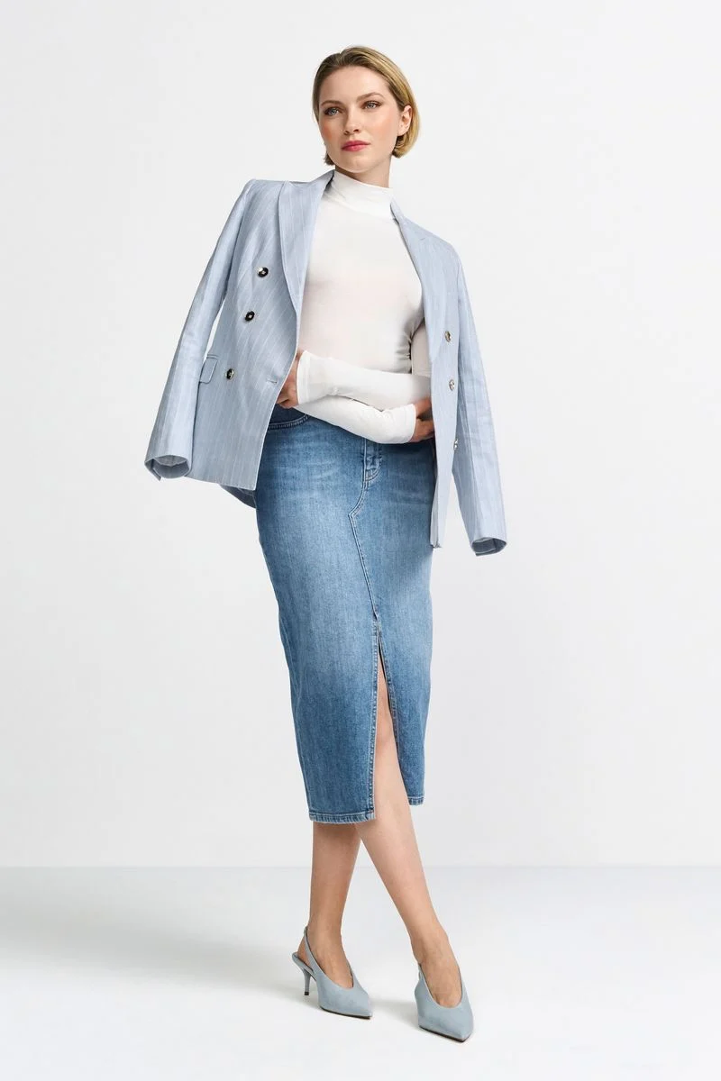 Blue denim skirt