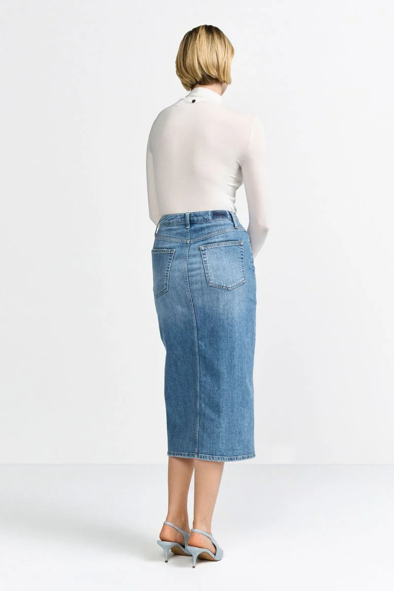 Blue denim skirt