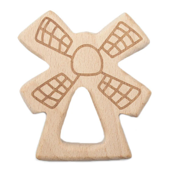 Durable Beißring aus Holz in Windmühlenform | Baby-Beißring