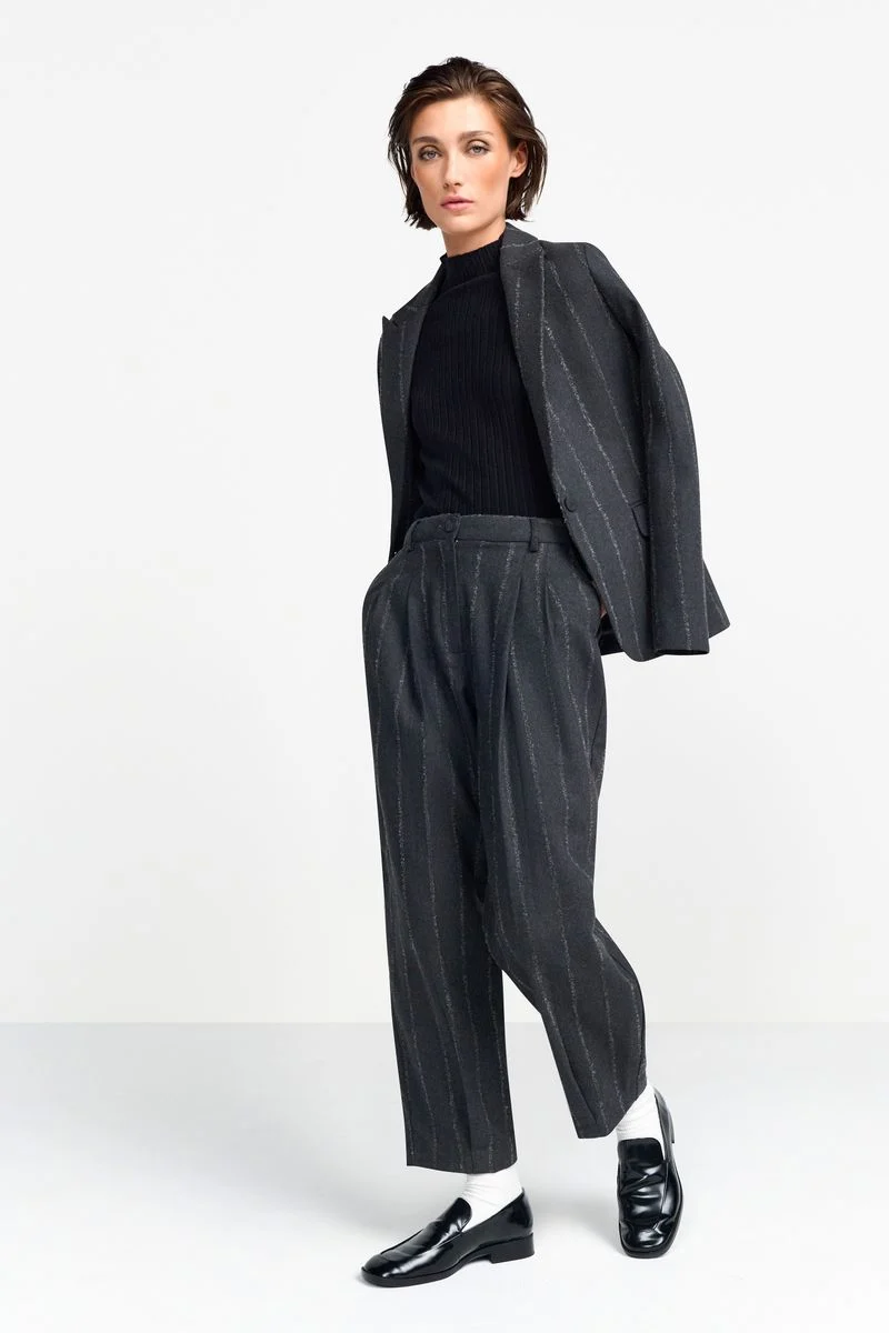 Turtle neck rib knit