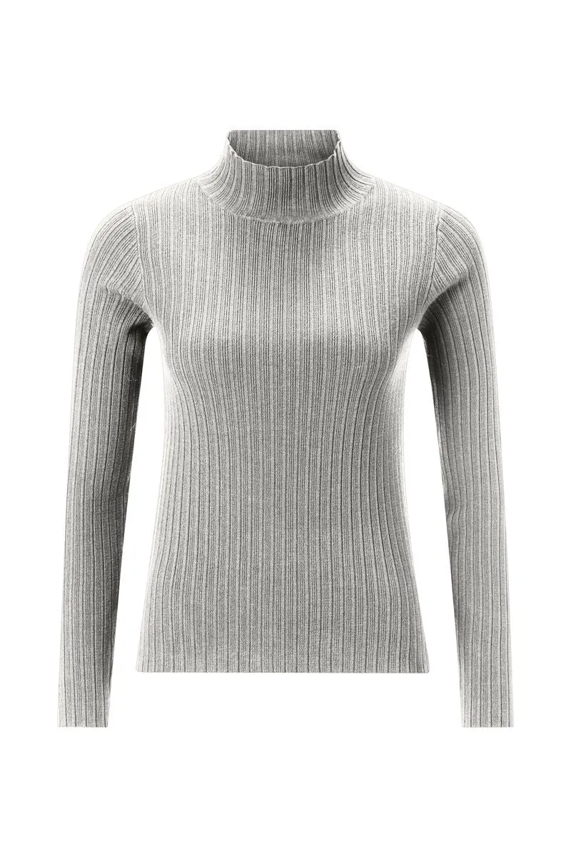 Turtle neck rib knit