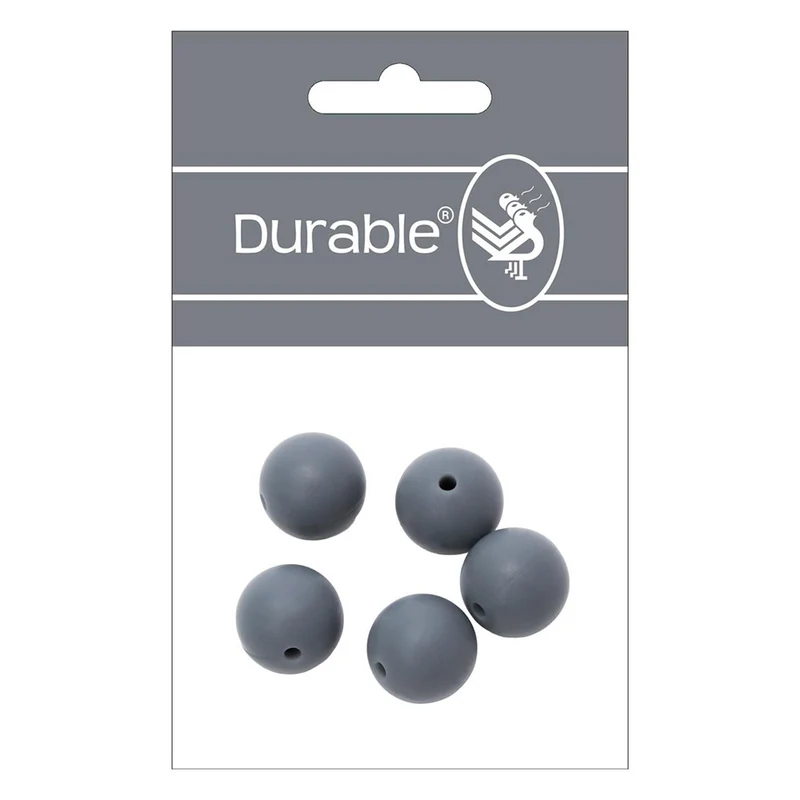 Durable Silikonperlen 15 mm, 5 Stück, 004 Grau