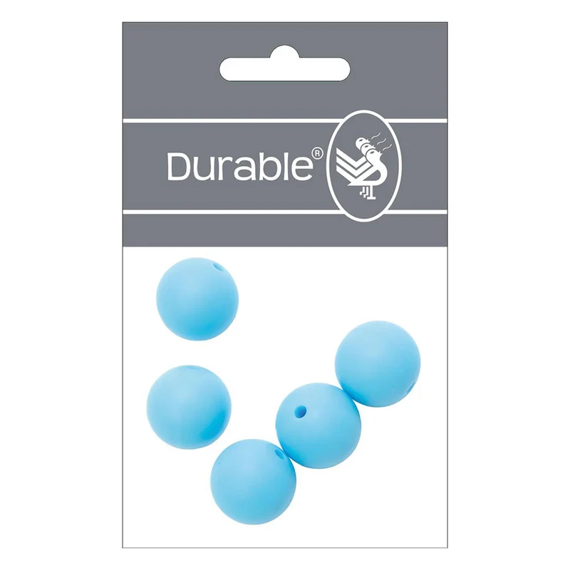 Strapazierfähige Silikonperlen 15 mm, 5 Stück, 298 Blau