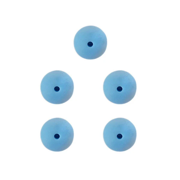 Strapazierfähige Silikonperlen 15 mm, 5 Stück, 298 Blau