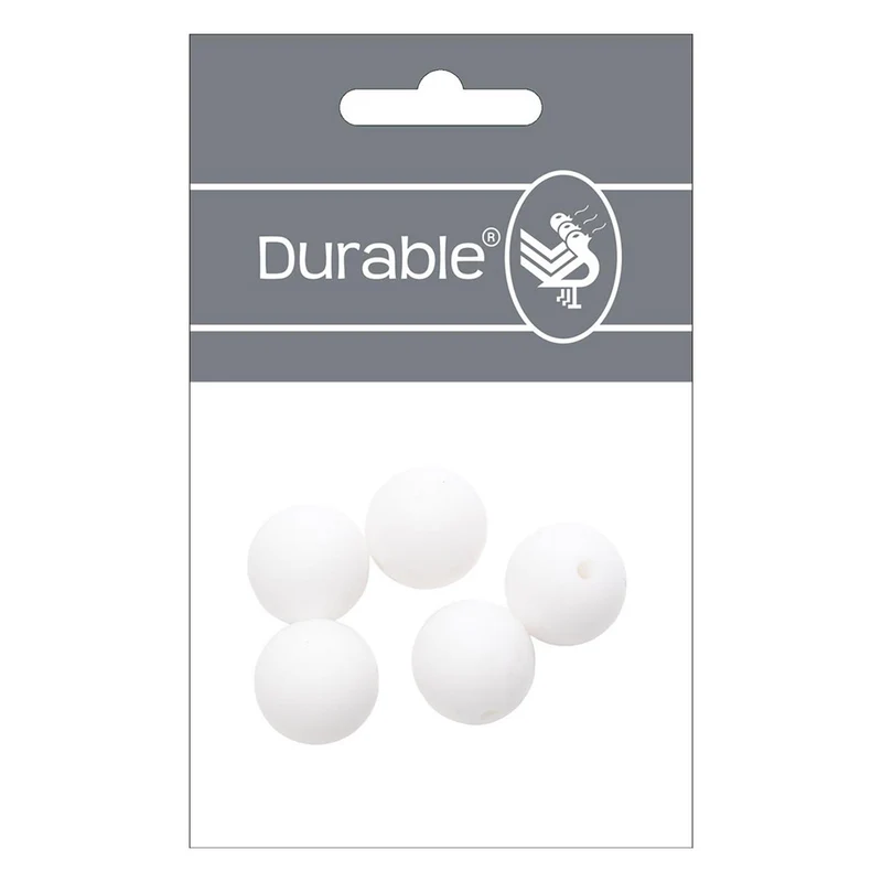 Durable Silikonperlen 15 mm, 5 Stück, 009 Weiß