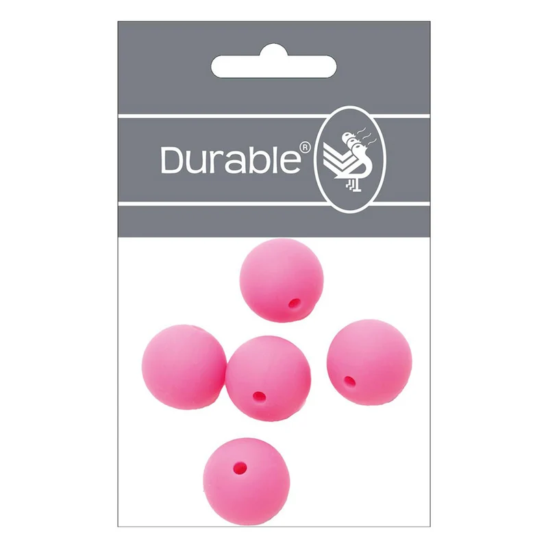Strapazierfähige Silikonperlen 15 mm, 5 Stück, 786, Dunkelrosa