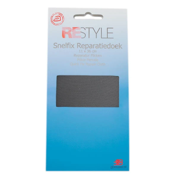 Restyle Snelfix Reparaturtuch 11 cm x 36 cm, zum Aufbügeln, 004 Grau