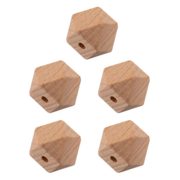Durable Sechskantperlen aus Holz, 5 Stück, 20 mm