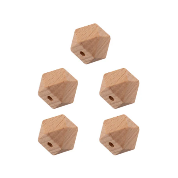 Durable Sechskantperlen aus Holz, 5 Stück, 14 mm