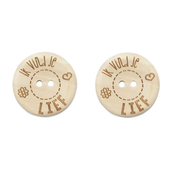 Durable Holzknöpfe „Ich liebe dich“ 30 mm, 2 Stück