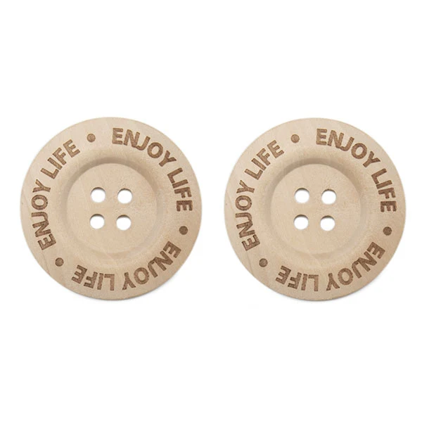 Durable Holzknöpfe „Enjoy Life“, 40 mm, 2 Stück