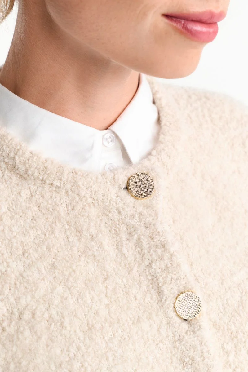 Crew neck cardigan bouclé