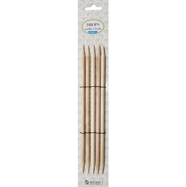DROPS Basic Strumpfstricknadeln aus Holz, 20 cm, 9,0 mm
