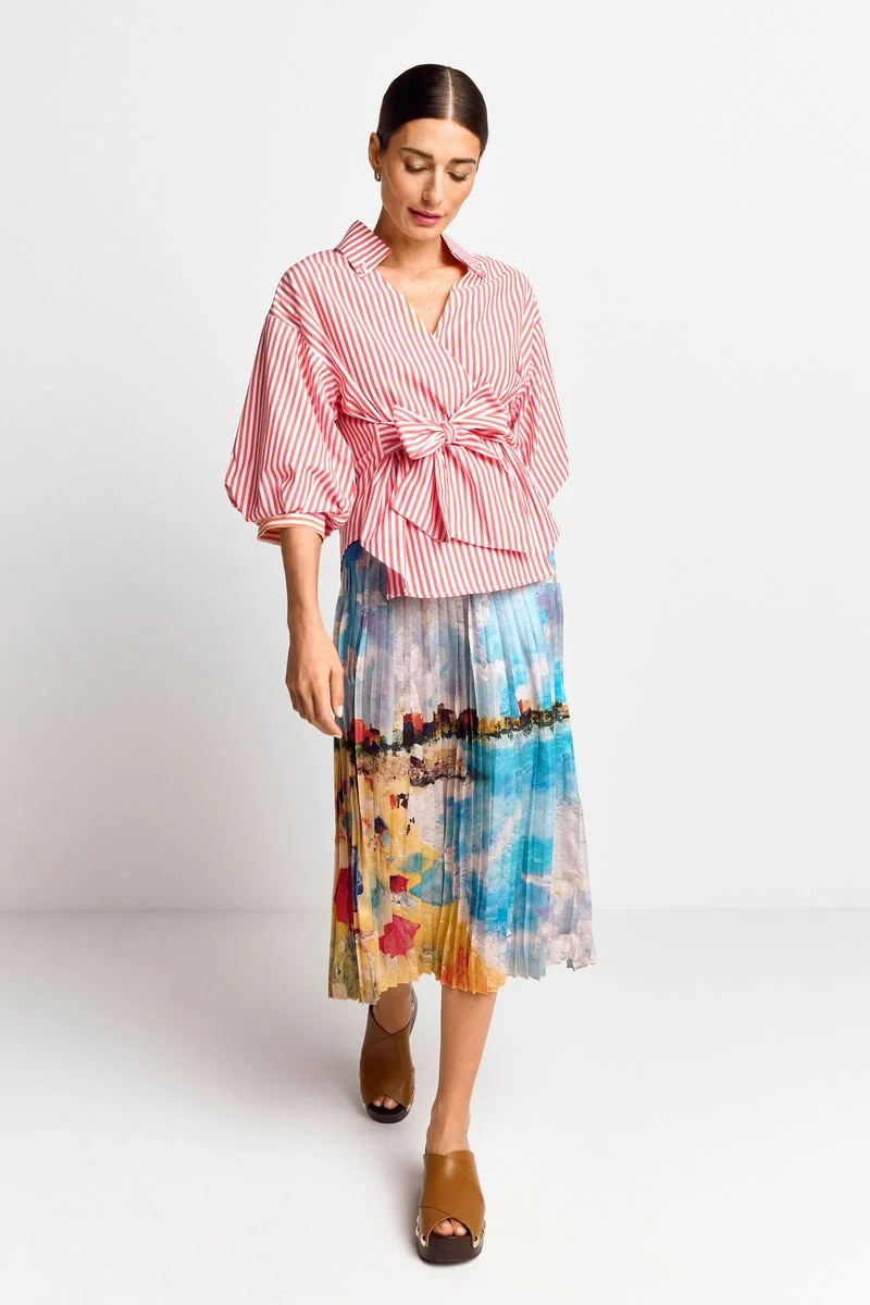 Striped blouse with puffed sleeves organic