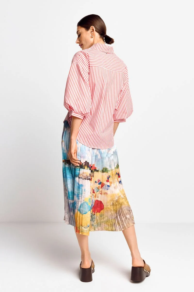 Striped blouse with puffed sleeves organic