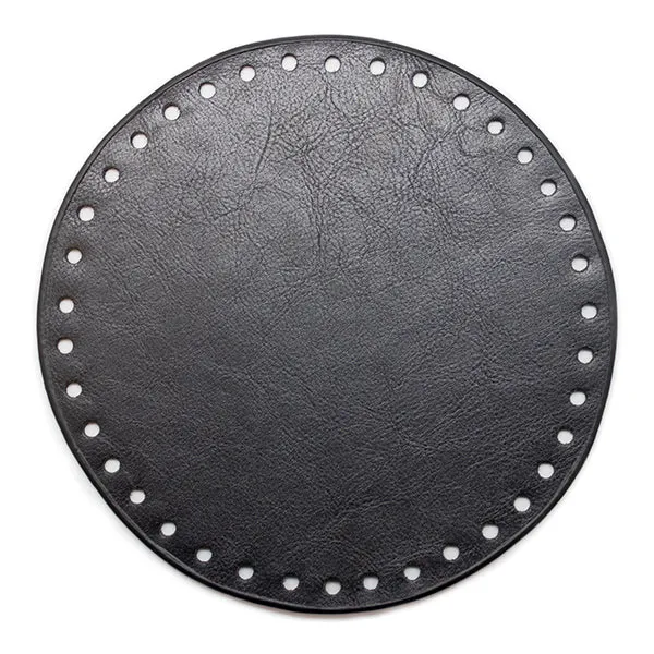Go Handmade Lederboden, rund, Schwarz, 17 cm