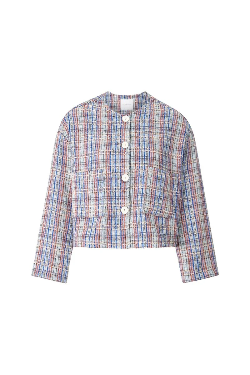 Bouclé jacket with rounded neckline
