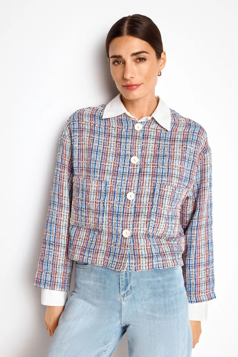 Bouclé jacket with rounded neckline