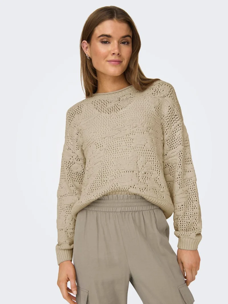 ONLCILLE LIFE LS STRUCTURE O-NECK CC KNT