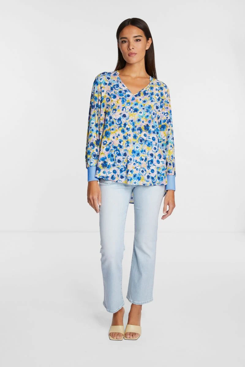 printed V-neck blouse