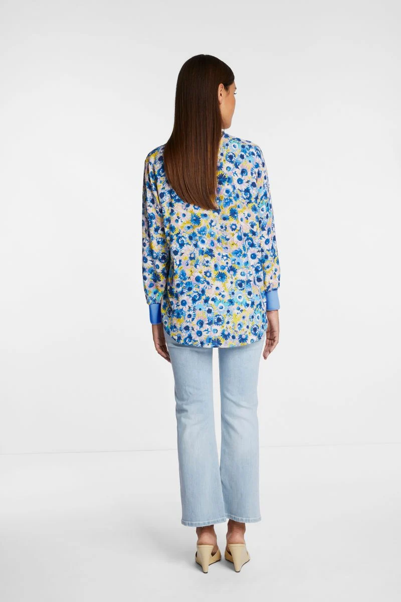 printed V-neck blouse