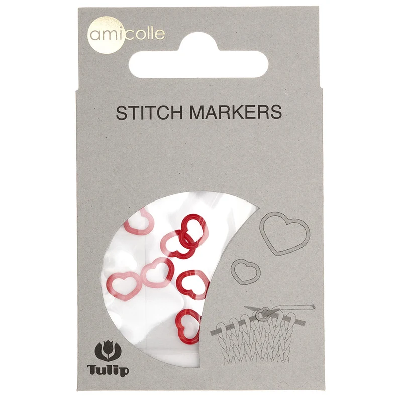 Tulip-Strickmarkierer Herz Uni 2 Rot S