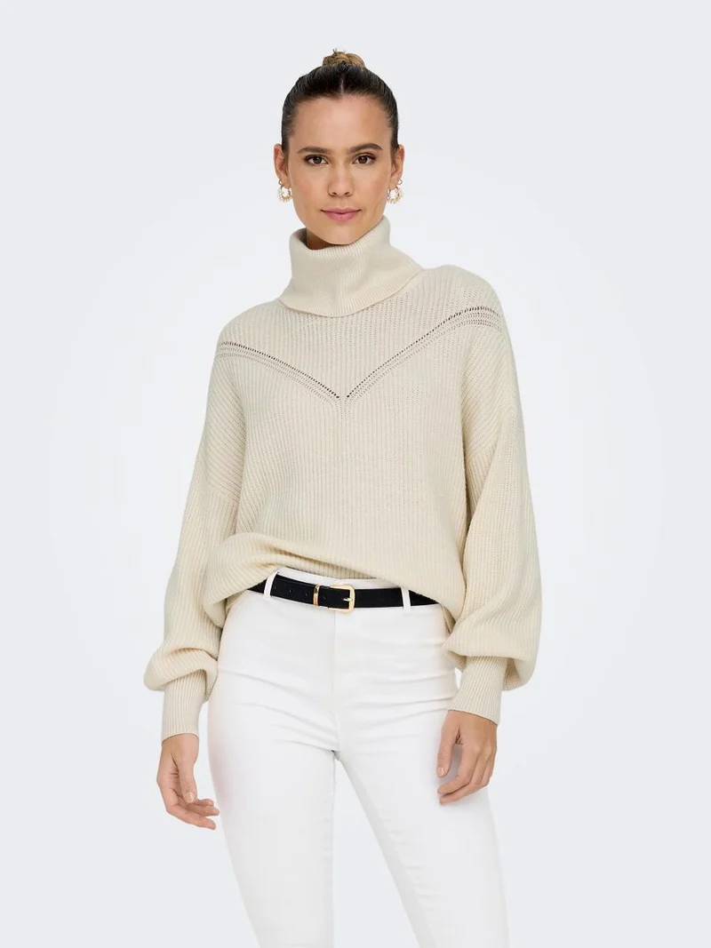 ONLKATIA LS RIB ROLL NECK CC KNT