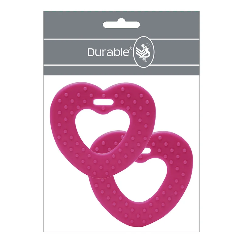 Durable Beißring Herz mit Noppen 786 Neon-Pink