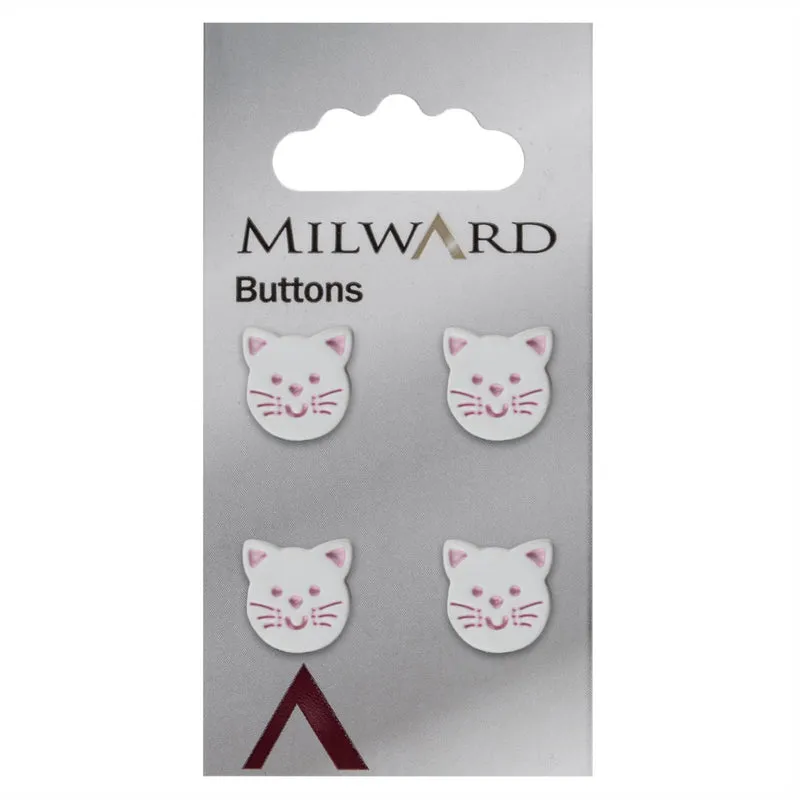 Milward Knopf „Poes“ Weiß/Rosa 14 mm (4 Stück)