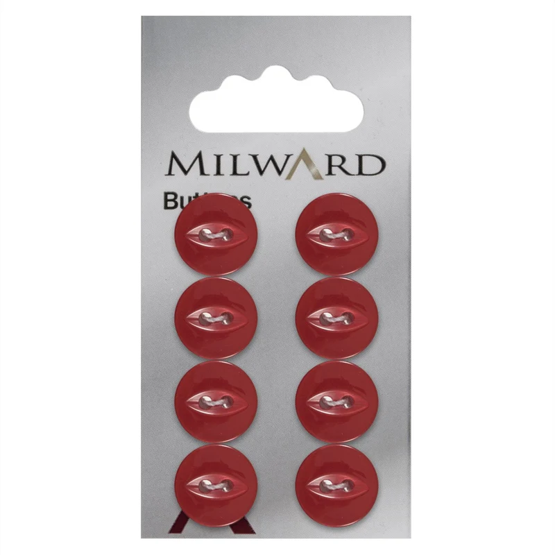 Milward Perlmutt-Knopf, Rot, 13 mm (8 Stück)