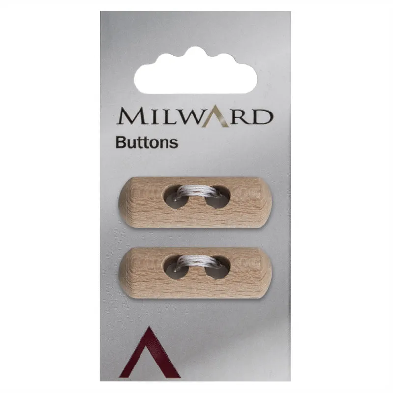 Milward Knebelknopf, naturbelassenes Holz, 22 mm (2 Stück)