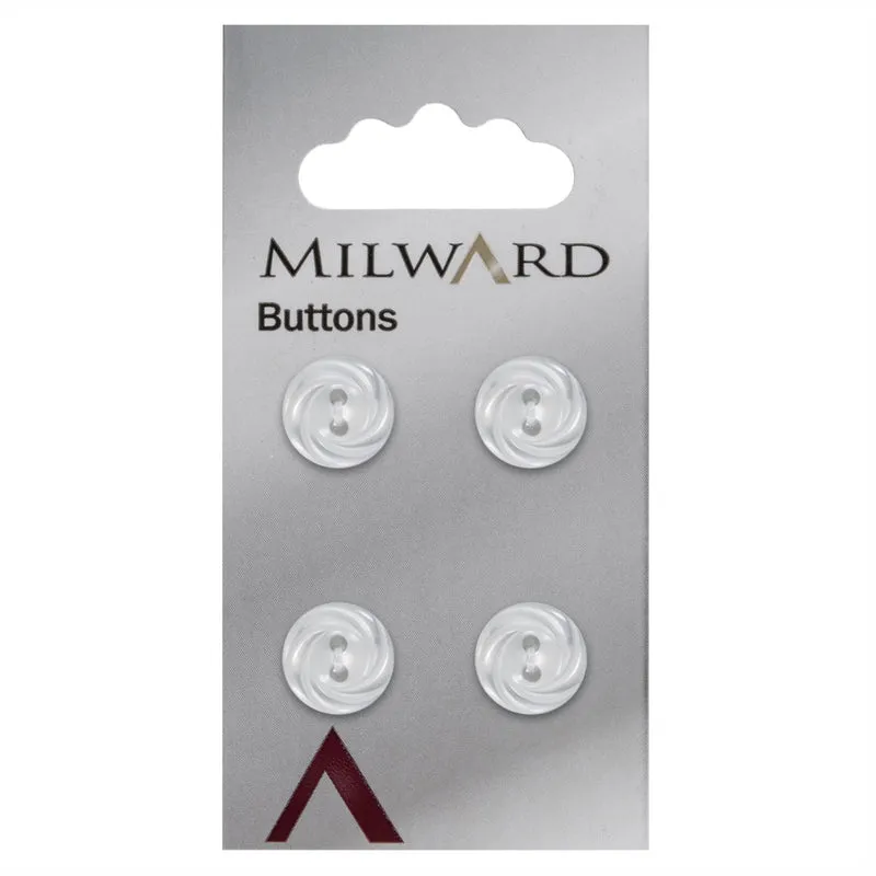 Milward-Knopf mit Verzierung, weiß, 12 mm (4 Stück)