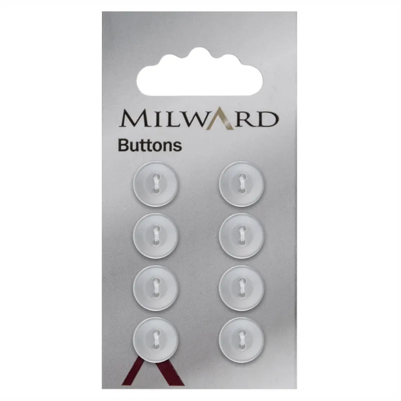 Milward Glanzknopf, weiß, 11 mm (8 Stück)