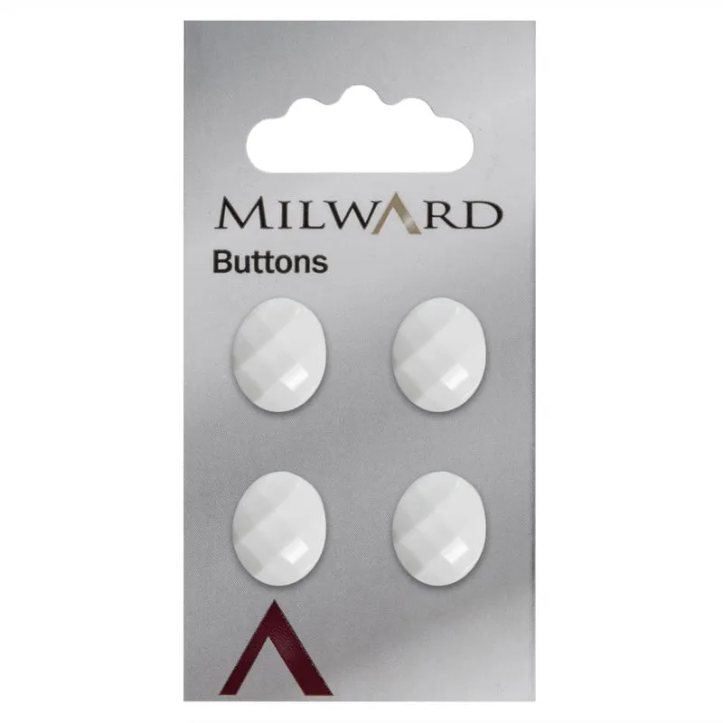 Milward ovale Knöpfe, weiß, 15 mm (4 Stück)