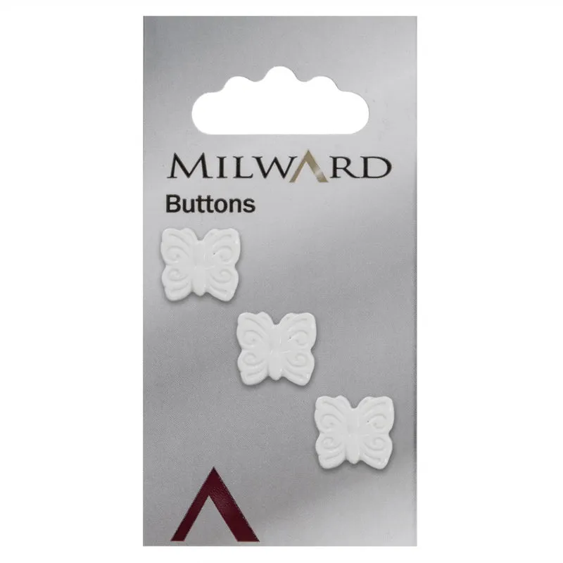 Milward Schmetterlingsknopf, weiß, 16 mm (3 Stück)