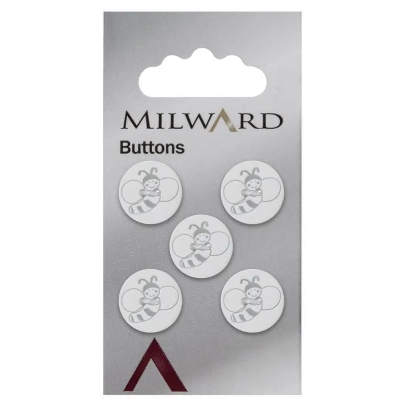 Milward Bienenknopf, weiß, 15 mm (5 Stück)