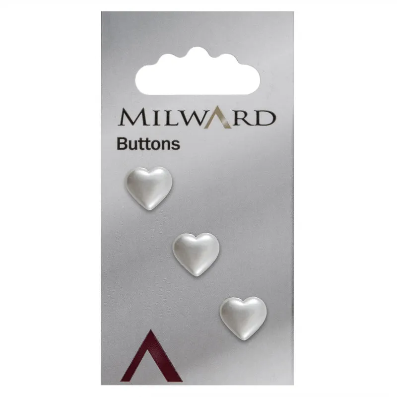 Milward Glänzender Herzknopf, weiß, 11 mm (3 Stück)