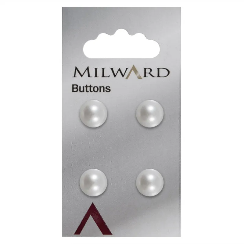 Milward Halbperlenknopf, weiß, 11 mm (4 Stück)