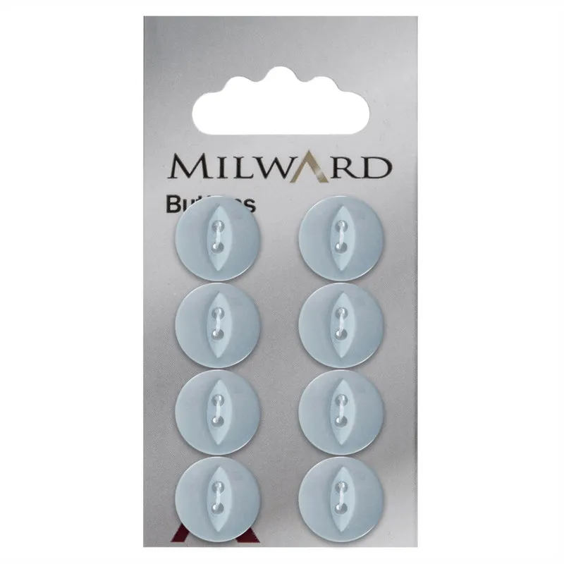 Milward Perlmutt-Knopf Eisblau 13 mm (8 Stück)