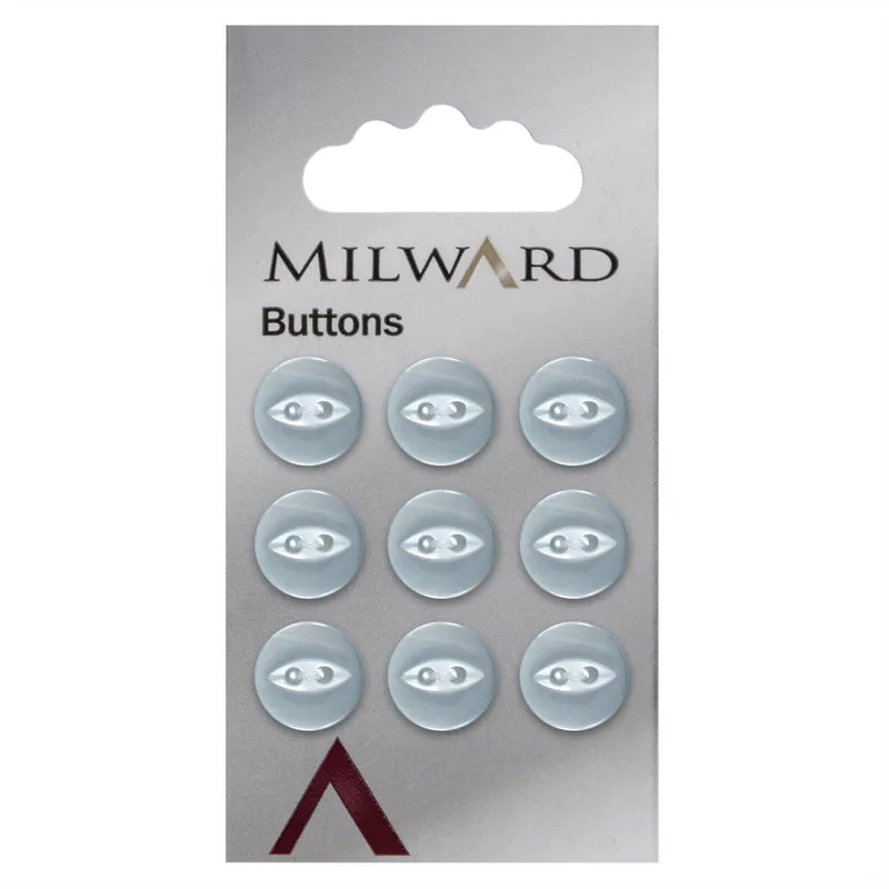 Milward Perlmutt-Knopf Eisblau 11 mm (9 Stück)