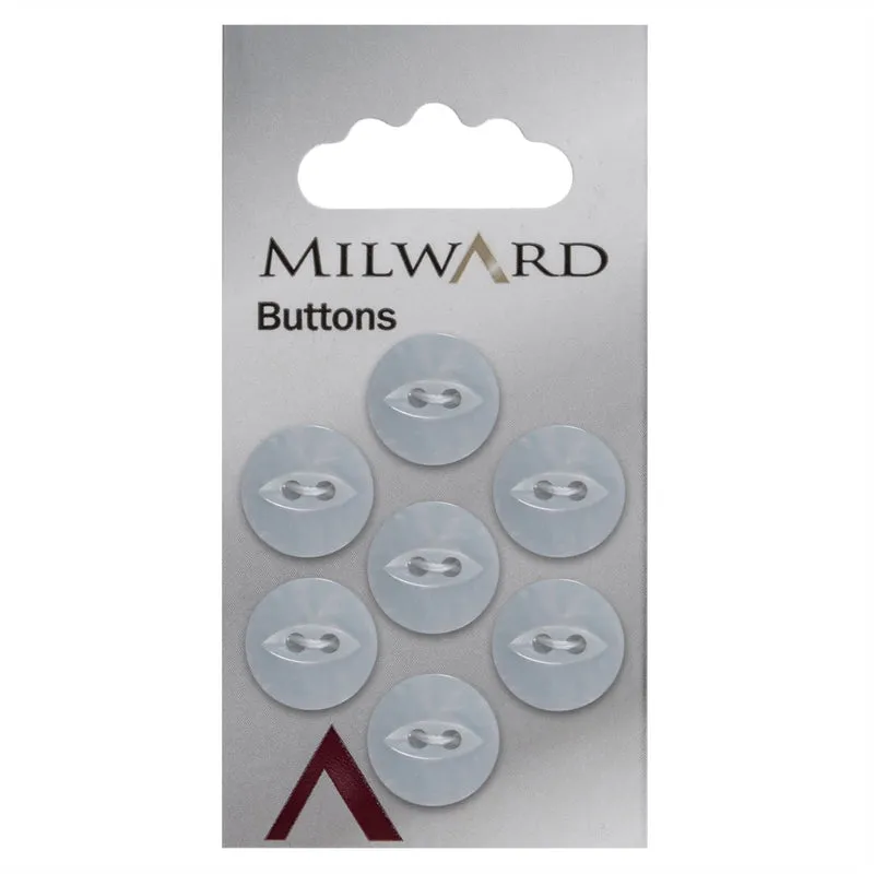Milward Perlmutt-Knopf, weiß-blau, 13 mm (7 Stück)